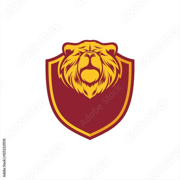 Fototapeta Bear with blank shield export illustrator logo design