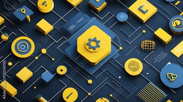Fototapeta Abstract tech settings, network background
