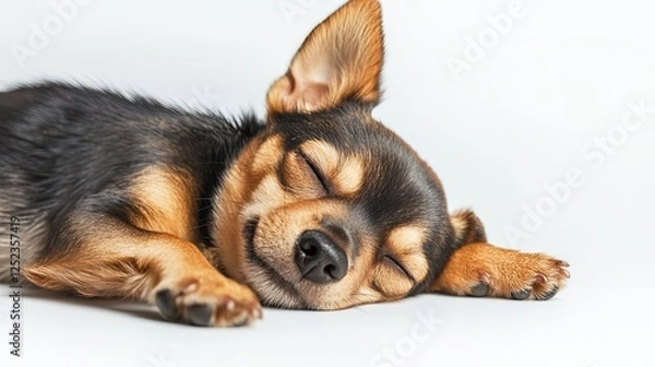 Fototapeta Miniature pinscher on white background