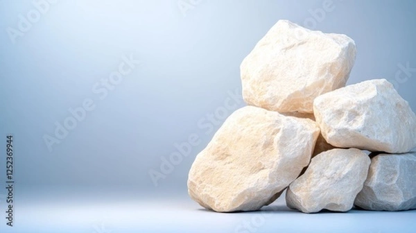 Obraz Realistic Image of Chalky White Rocks on a Plain Background. Generative AI