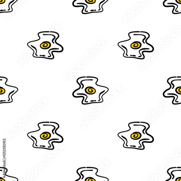 Fototapeta Doodle Fried Eggs Pattern background. doodle Fried eggs seamless pattern. Seamless fried egg pattern background.