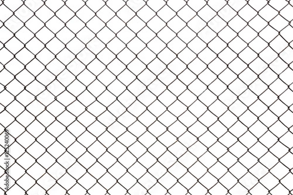 Fototapeta steel mesh wire fence isolated on white background