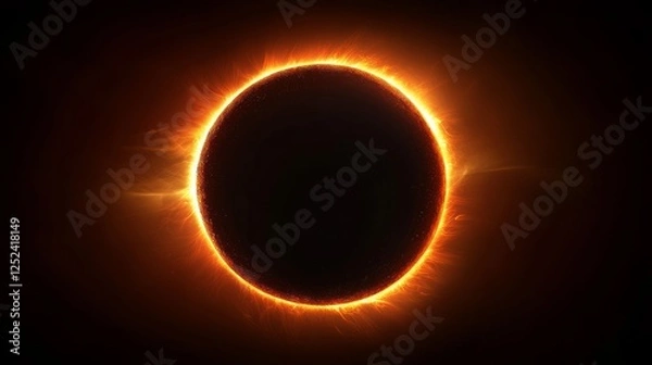 Fototapeta High Contrast Outline of a Solar Eclipse Against a Dark Background