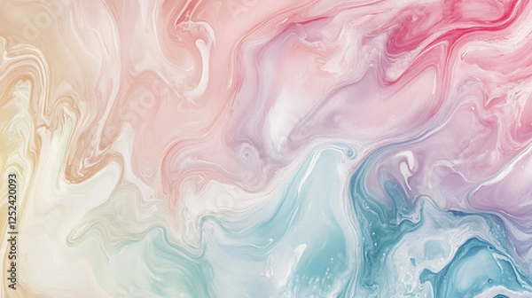 Fototapeta Abstract Pastel Swirls of Paint Create a Dreamlike Marble Effect