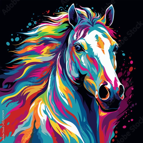 Obraz Colorful horse pop art vector illustration