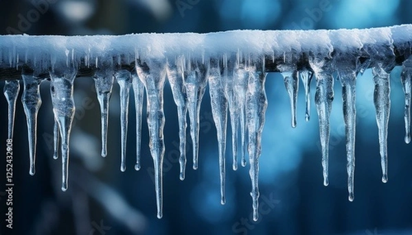 Fototapeta 透明な氷柱のクローズアップ | 冬の自然美