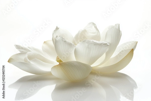 Obraz Selective focus white lotus blooming isolated on white background.