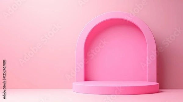 Fototapeta Stylish Pink Display Space with Arch Design for Modern Product Photography and Creative Showcase