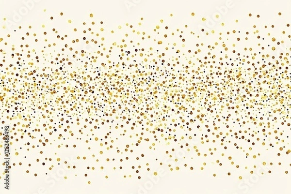 Fototapeta Golden Confetti Sprinkles Burst Across White Background, Creating Festive and Elegant Design