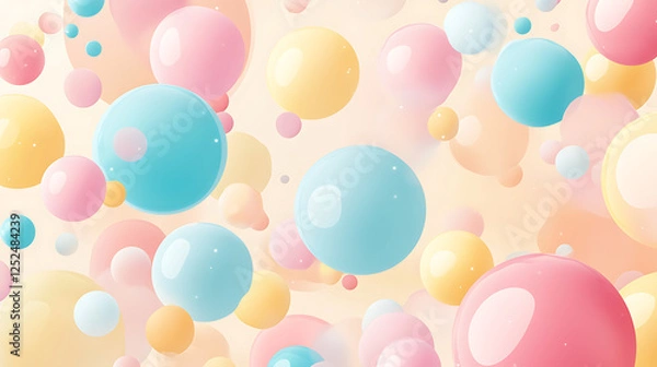 Fototapeta Pastel Colored Spheres Floating in Soft Light