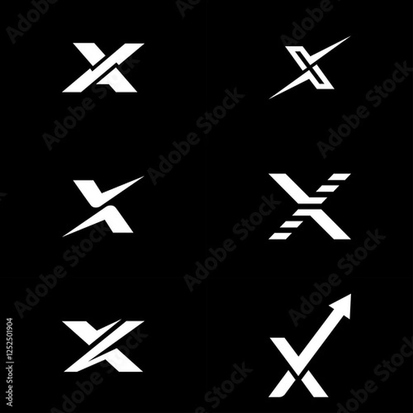 Fototapeta Set of X Letter Initial Logo Design Template Vector Illustration