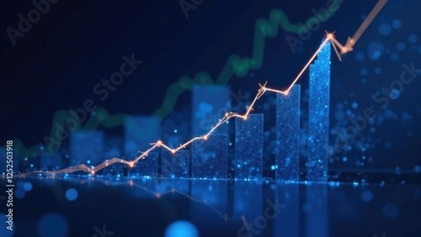 Obraz Graphs and diagrams showing the growth of technology, free space for textм