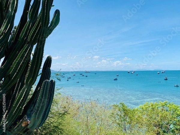 Fototapeta tropical beach with palm trees