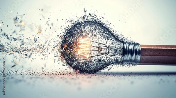 Fototapeta Illuminating Creativity: A Captivating Journey of a Deconstructed Light Bulb Emerging from a Pencil?s Tip