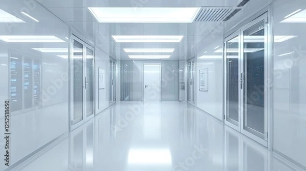 Fototapeta Clean and sleek server room with advanced cooling systems.