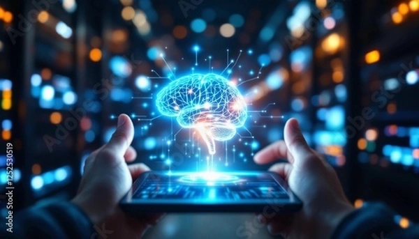 Fototapeta Artificial Intelligence Convergence, Brain Interface Technology Concept