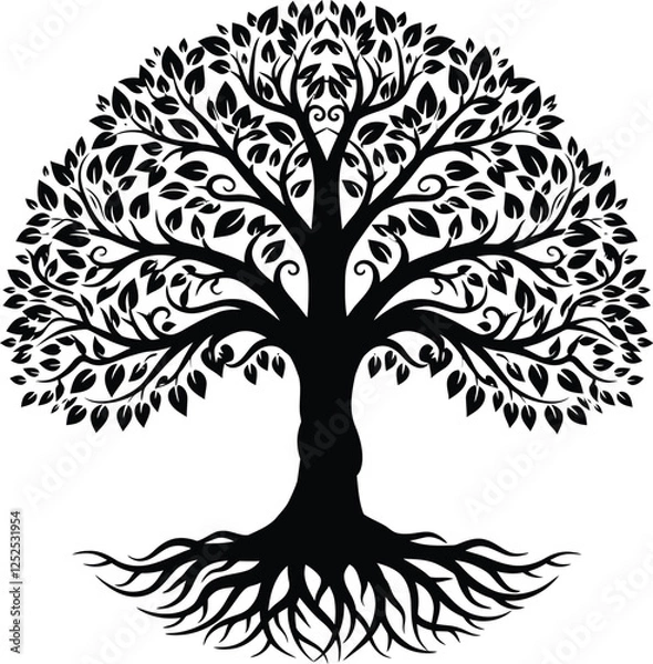 Fototapeta Roots of Power This powerful image symbolizes strength wisdom and interconnectedness depicted as a sprawling tree with intricate roots
