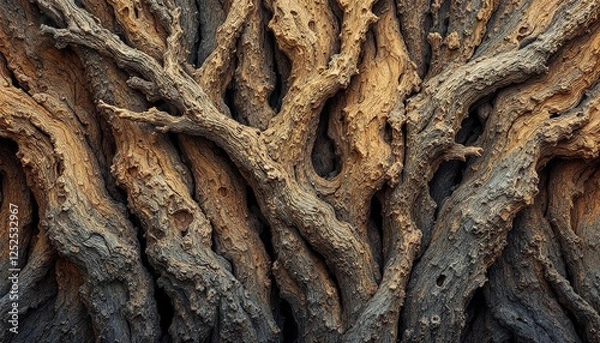 Fototapeta Intricate Network of Twisted Tree Branches Creating a Textured Background