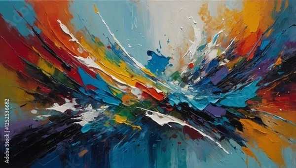 Fototapeta Vivid abstract background with rich colors and dynamic, rough strokes.

