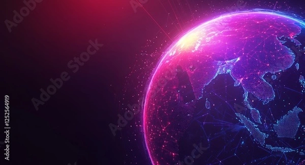Obraz Global Network Connectivity: A Futuristic Earth Visualization