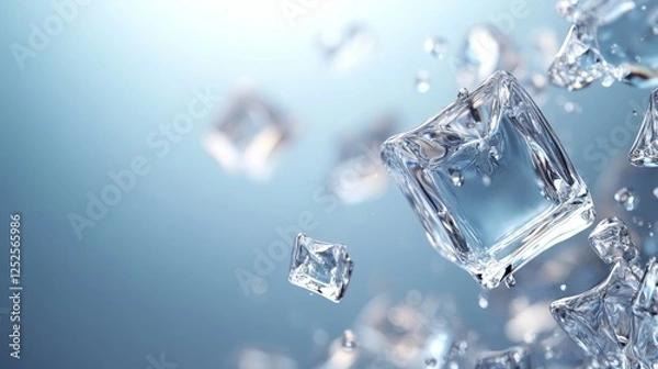 Fototapeta Ice Cubes Background, Generative AI