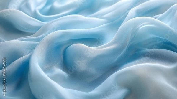 Obraz Blue Silk Waves Background, Generative AI