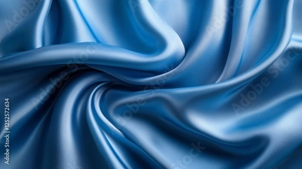 Obraz Blue Silk Waves Background, Generative AI