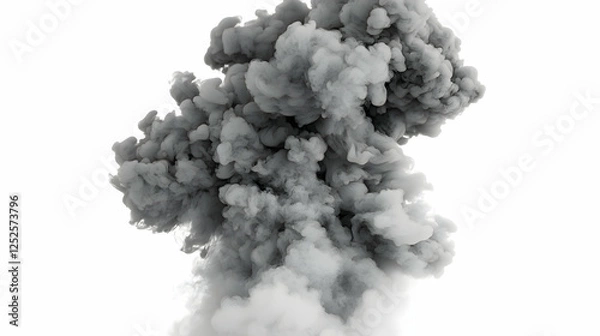 Obraz Grey ink cloud explosion, white background, abstract art