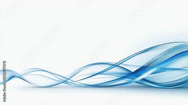 Fototapeta Abstract Blue Waves On White Background