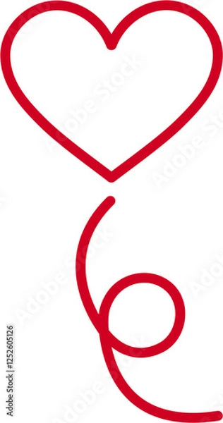 Fototapeta 心が動いているシンプルなハートの線画