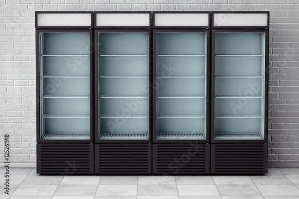 Obraz Lodówki Napój ze szklanymi drzwiami. Renderowanie 3D