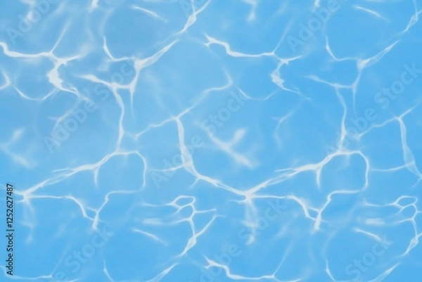 Fototapeta 明るい青空の水面の波模様を描いたリアルな背景 | Realistic Water Ripple Pattern on Bright Blue Surface