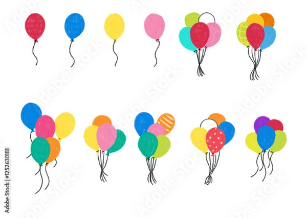 Obraz さまざまな風船のイラストセット