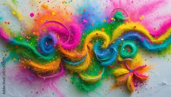 Fototapeta Abstract Watercolor Splash Background for Holi Festival Celebration. Colorful Happy Holi Greeting Card, Cover design and banner Template