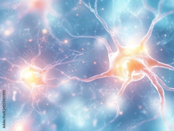 Fototapeta Neuron Network, Microscopic View of Nerve Cells