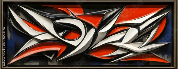 Fototapeta Abstract red white art, framed