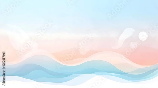 Fototapeta Abstract Pastel Waves Landscape Design