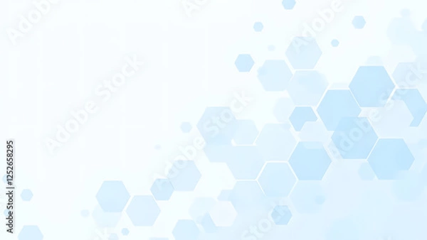 Fototapeta Futuristic blue hexagon pattern with light and bubbles