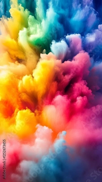 Fototapeta Vibrant explosion of colorful clouds, abstract art. Creative inspiration and imagination concept
