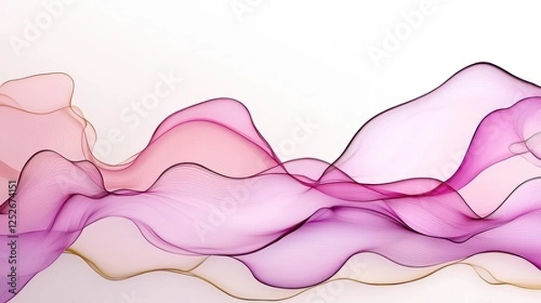 Fototapeta Abstract Flowing Waves in Soft Shades of Pink and Purple on a Light Background