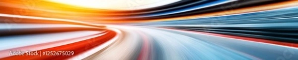 Fototapeta A blurred background of an outdoor stadium at sunset with motion blur