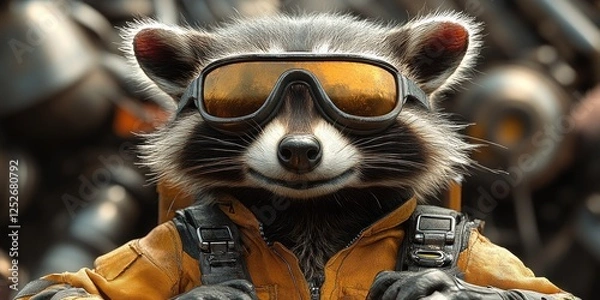 Fototapeta Rocket Raccoon: A Digital Portrait of a Cool and Adventurous Raccoon