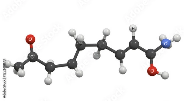 Obraz Molecular Structure of Leucine Scientific Model on White Background