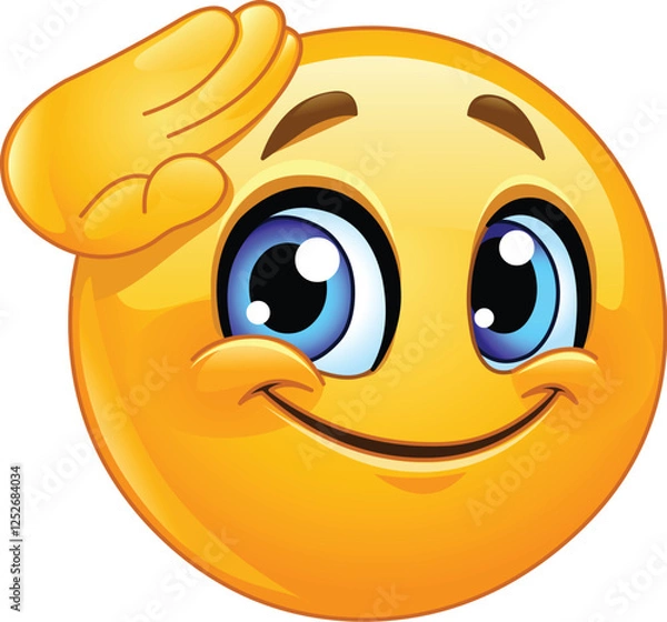 Fototapeta Happy Emoji Emoticon Saluting with a Cheerful Smile