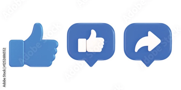 Fototapeta Social media speech bubble and thumbs up icon 3d render concept of like and share icon vector illustration 