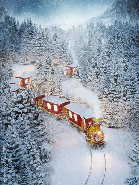 Obraz Amazing cute christmas train
