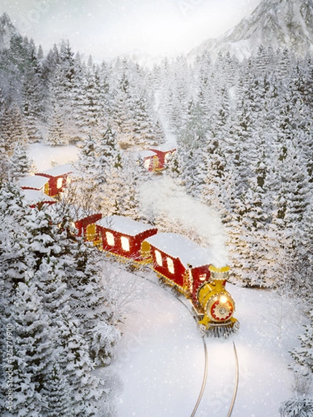 Obraz Amazing cute christmas train