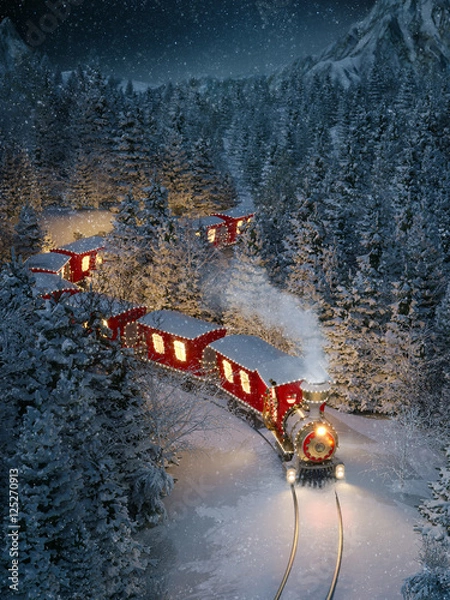 Obraz Amazing cute christmas train