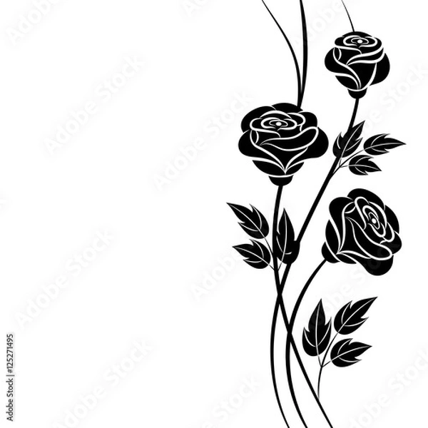 Obraz Simple floral background in black and white