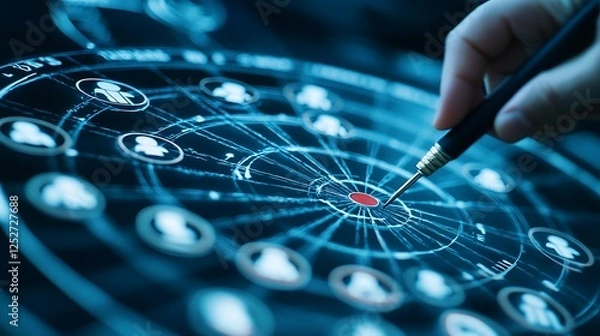 Fototapeta Target audience analysis and marketing strategy using digital connections